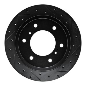Mitsubishi Montero Brake Rotor (1) - Rear Right - R1 Concepts - Drilled & Slotted - Black - `00-`06